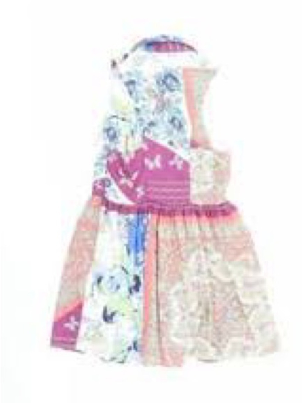Topshop PETITE Multicolor Floral Patchwork Dress with Burgundy Accents